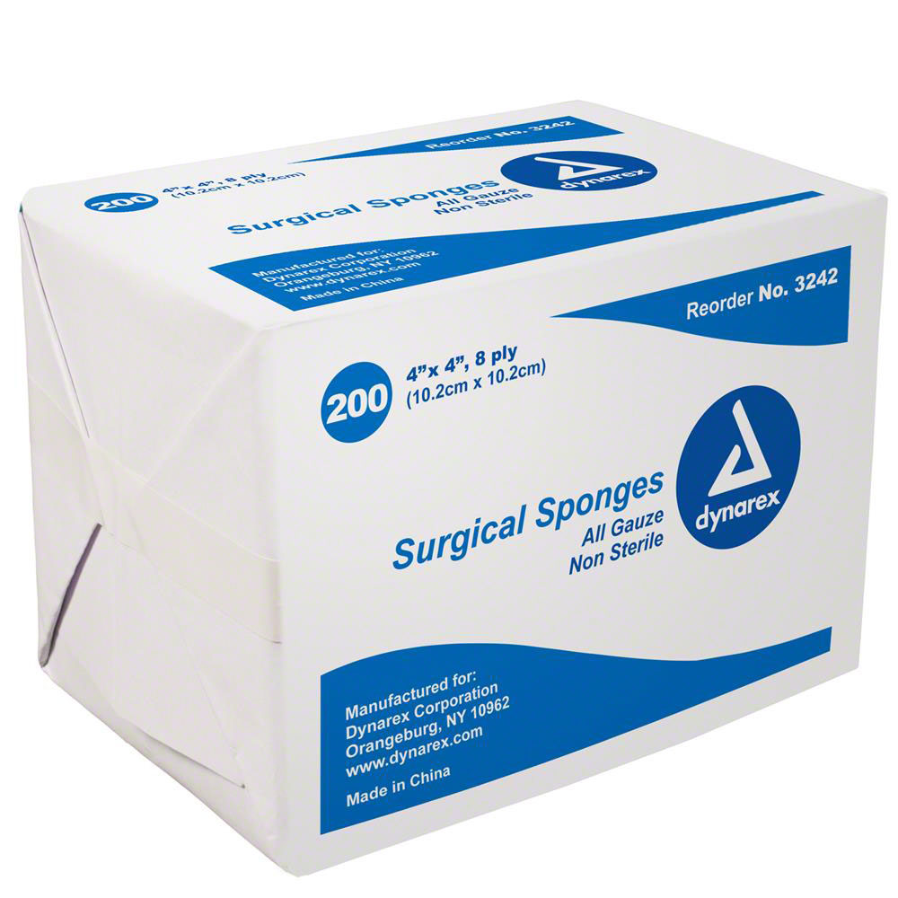 (Box) Dynarex Surgical Gauze Sponge 4 x 4in 8 ply Sterile