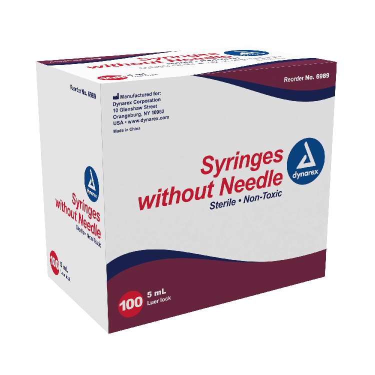 (Box) Dynarex Syringe without Needle - Non Toxic - Luer Lock 100/BX, 10/ Ca