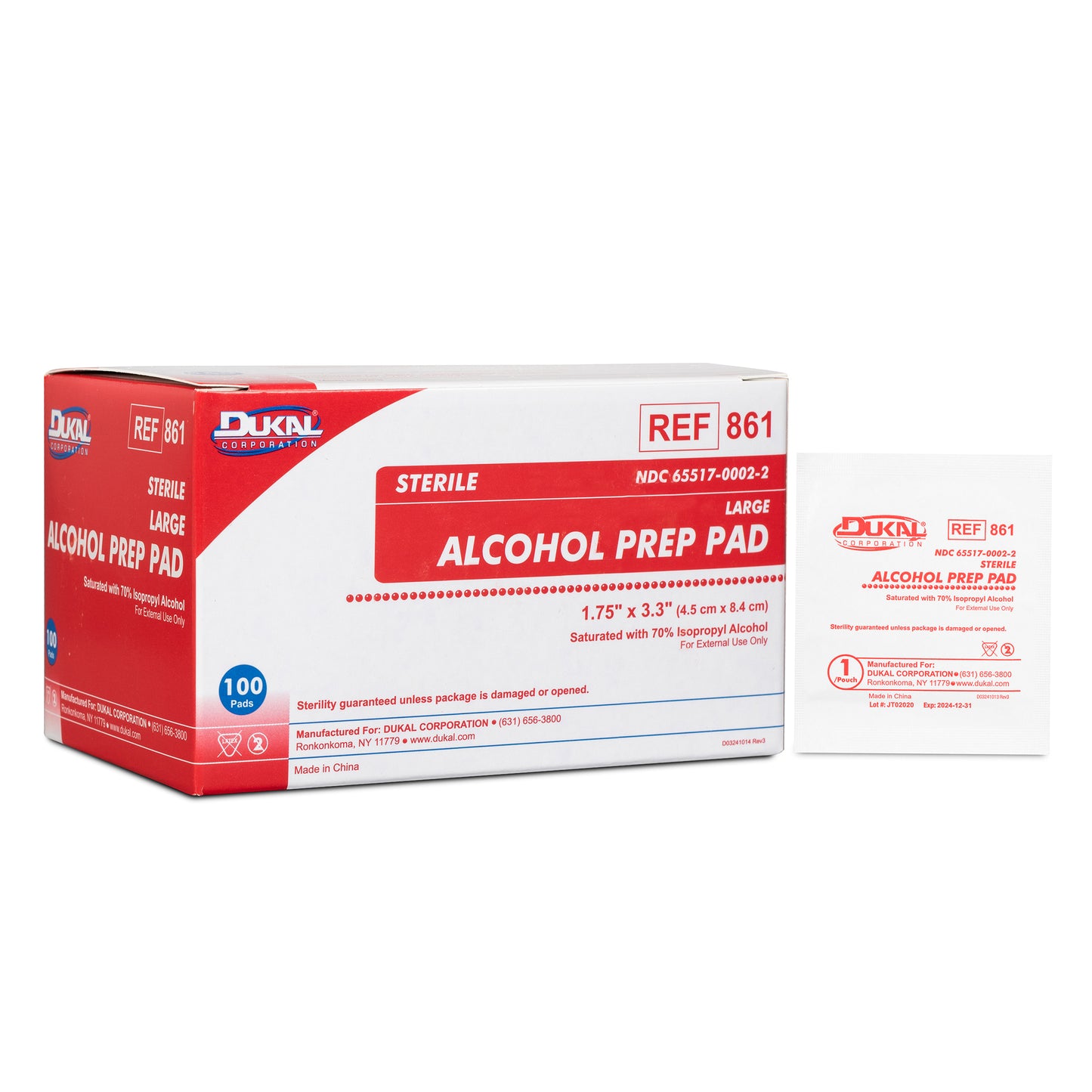 (Box) Dukal Sterile Alcohol Pads 2-Ply 1/PK