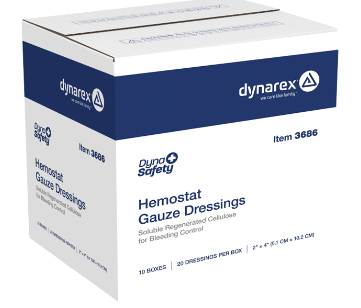 (Case) Dynarex Hemostat Gauze Dressing, 2" x 4", 10/20/Cs