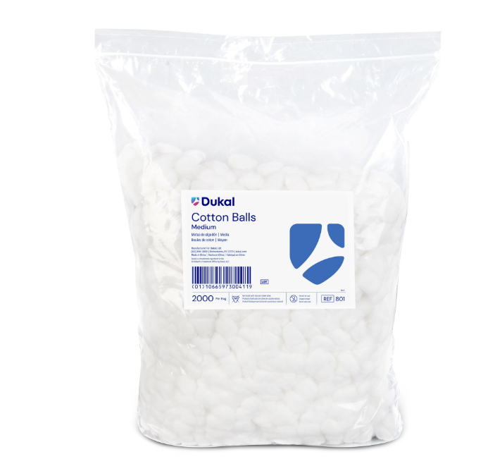 (Case) Dukal Cotton Balls Medium, Non-Sterile, 2000/BG, 2 BG/CS