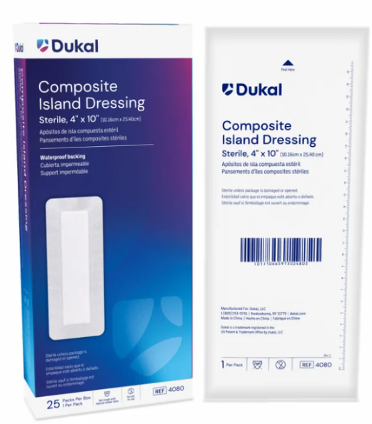 (Each) Dukal Sterile Composite Island Dressing, 4" x 10"