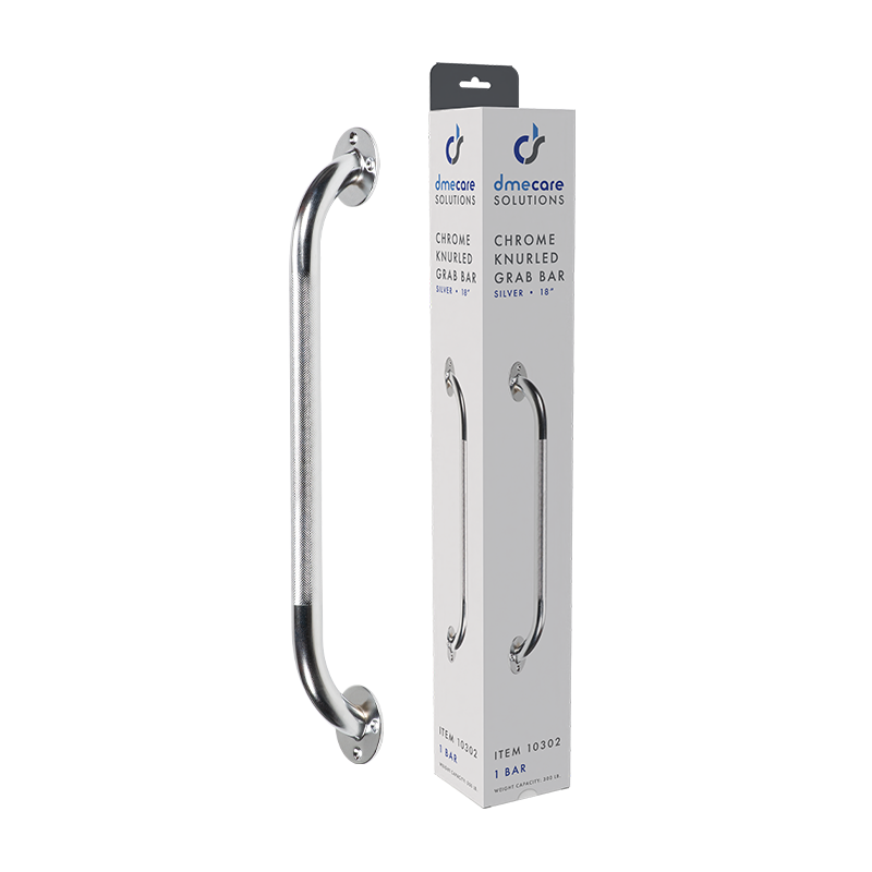 Chrome Knurled Grab Bars – Multiple Lengths – Dynarex SKU 10302-3