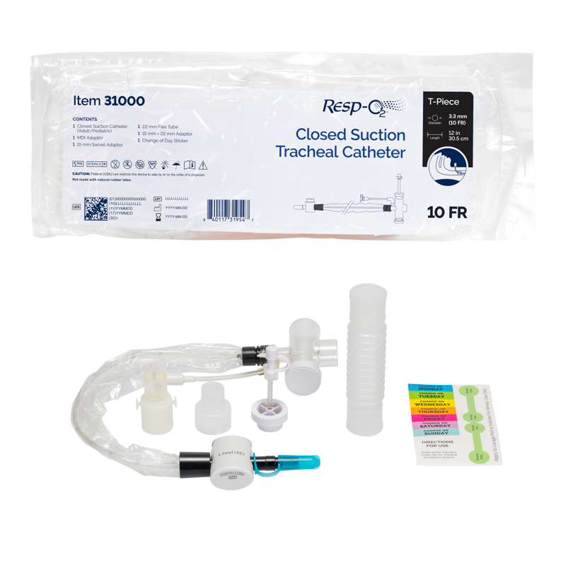 Closed-Suction Tracheostomy Catheters – 10/Bx, 2 Bx/Cs – Dynarex SKU 31000