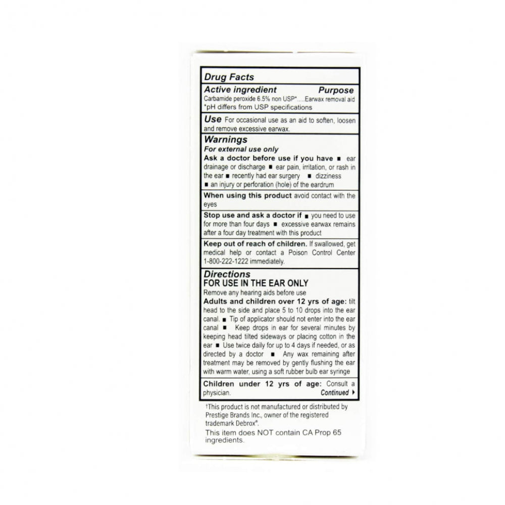 (Each) Ear Drops Earwax Removal Aid Carbamide Peroxide 6.5% Generic for Debrox - 0.5 oz.