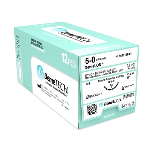 (Box) Demetech Suture, Reverse cutting, Nylon Monofilament, Non-Absorbable