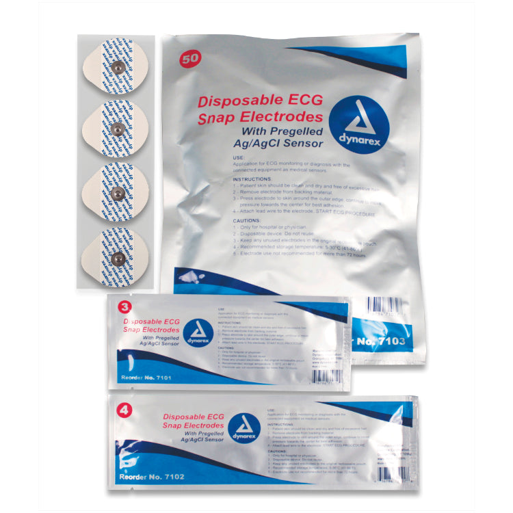 (Box) ECG Snap Electrodes - Disposable 50/bx 12/ca