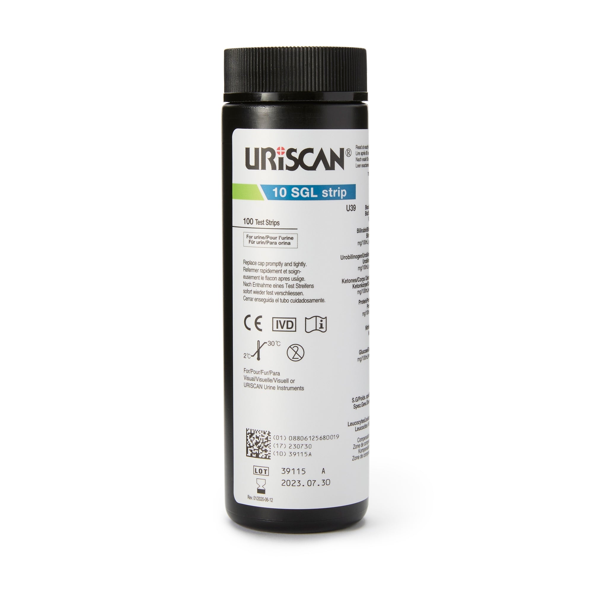 (Bottle) URiSCAN Urinalysis Strips tests 10 parameter, 100 strips/ bot ...