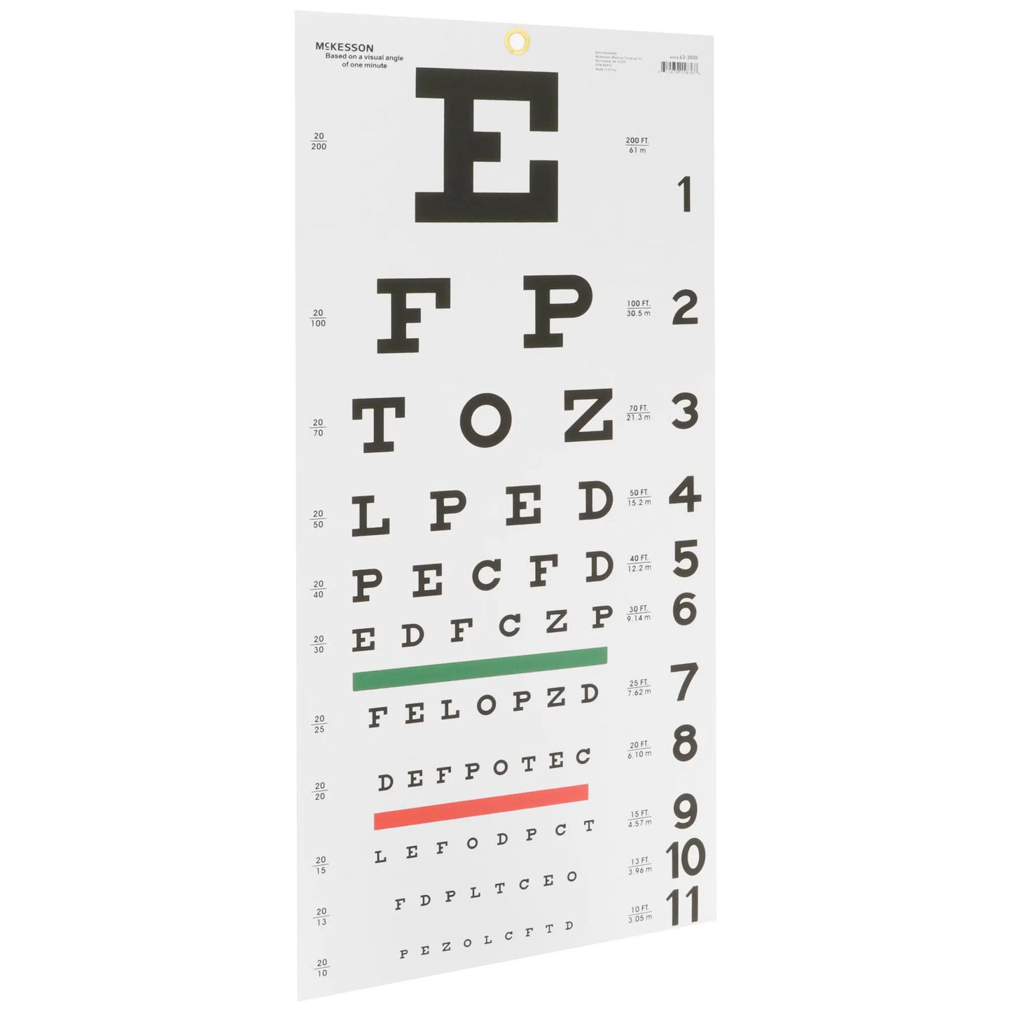 (each) McKesson Eye Test Chart SNELLEN  11 x 22 Inch