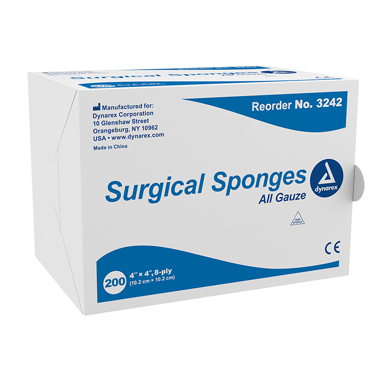 (Box) Dynarex Gauze Sponges & Pads Non-Sterile, 200/Bx