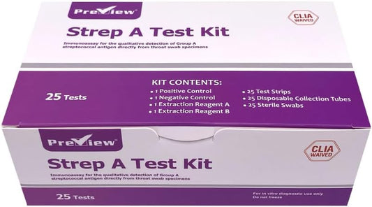 (Box) Preview CLIA Waived Rapid Strep A Antigen  Test, 25Test/Kit