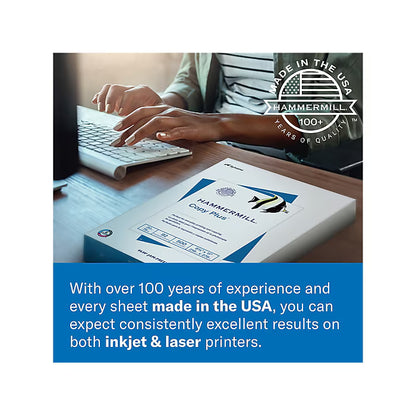 (Case) Hammermill Copy Plus 8.5" x 11" Printer Paper, 20 lbs., 92 Brightness, 500/Ream, 10 Reams/Case