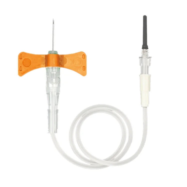 (Box) ONE-CARE PUSH-BUTTON Safety Blood Collection Winged set Luer Adapter, 12’’ Tube, 50/bx, 4bx/inner pack, 16bx/cs