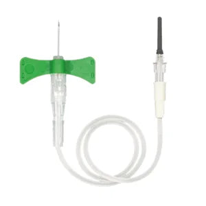 (Box) ONE-CARE PUSH-BUTTON Safety Blood Collection Winged set Luer Adapter, 12’’ Tube, 50/bx, 4bx/inner pack, 16bx/cs