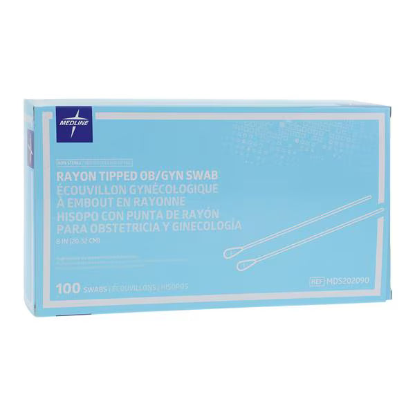 (Box) Medline OB/GYN Swab 8 in Plastic Shaft Non Sterile 100/Bx