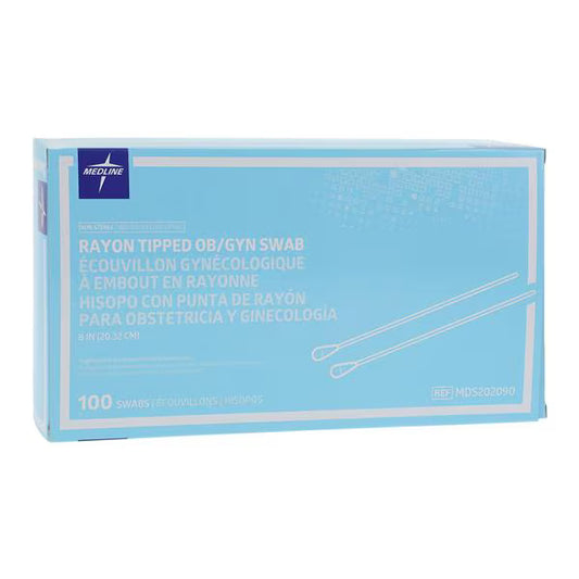 (Box) Medline OB/GYN Swab 8 in Plastic Shaft Non Sterile 100/Bx
