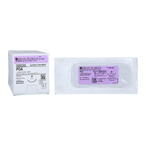 (Box) Suture 3-0 18" Polyglycolic Acid Braid PC-31 Undyed 12/Bx