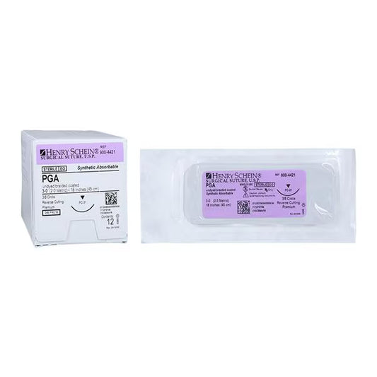 (Box) Suture 3-0 18" Polyglycolic Acid Braid PC-31 Undyed 12/Bx