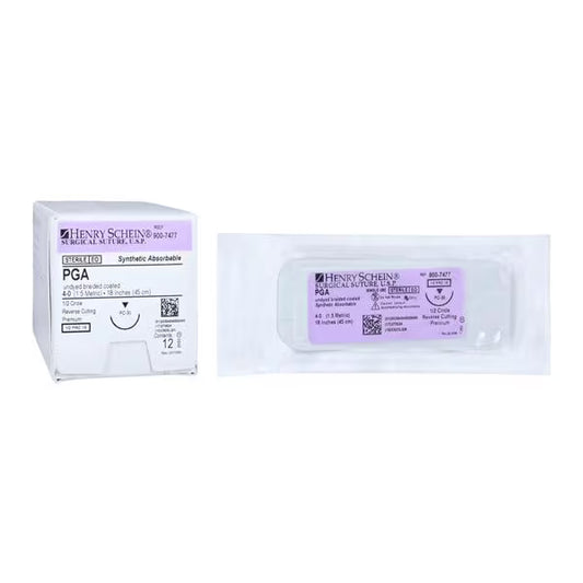 (Box) Suture 4-0 18" Polyglycolic Acid Braid PC-30 Undyed 12/Bx