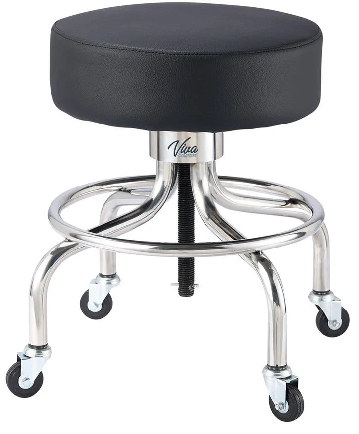 Viva Comfort Height-Adjustable Exam Stool with Circular Foot Ring & Antimicrobial Upholstery