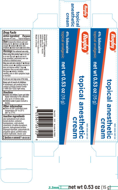 (Tube) RUGBY LIDOCAINE- lidocaine cream, 4%, 30 gm/ Tube