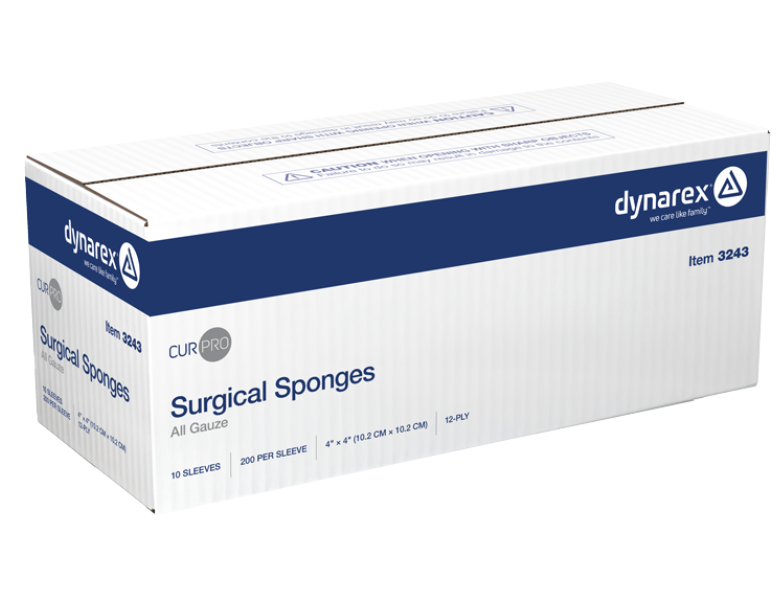 (Case) Dynarex Surgical Gauze Sponge Non-Sterile 12 Ply, 4" x 4", 10/200/Cs