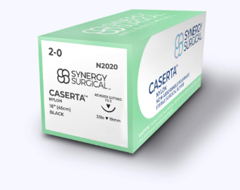 (Box) 2-0 Synergy Surgical Caserta Nylon Black 18" FS-2 Reverse Cutting, 12/Bx