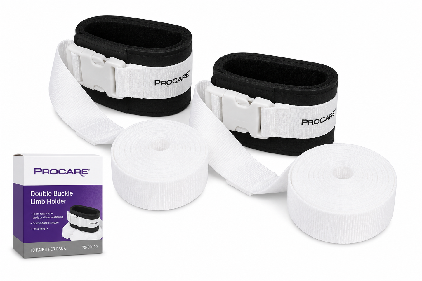 (Pack) ProCare Double Buckle Limb Holder, Universal, 10 Pairs/PK
