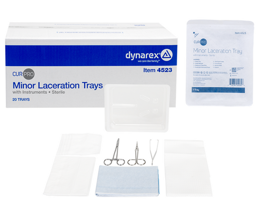 (Case) Dynarex Minor Laceration Tray w/ Instruments, 20/Cs