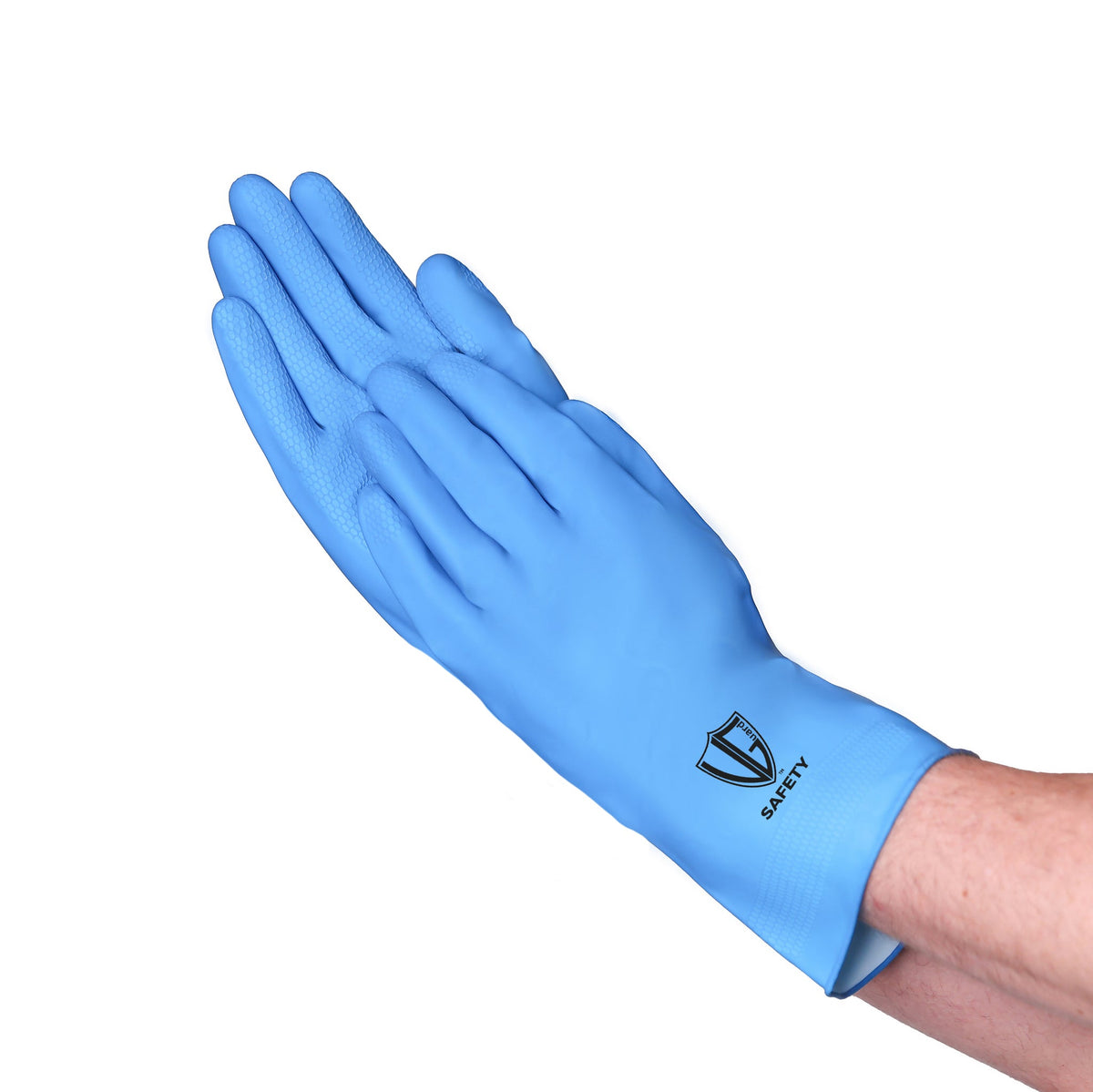 VGuard C25B3 blue latex flock-lined chemical-resistant gloves