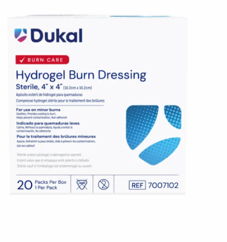 (Each) Dukal Sterile Hydrogel Burn Dressing, 4" x 4"
