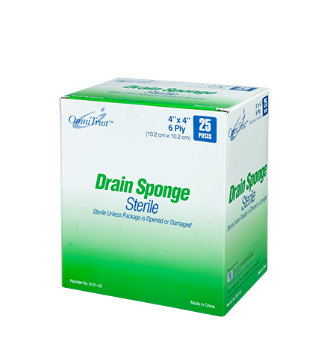 (Each) OmniTrust Sterile Drain Sponge, 4" x 4", 6-Ply