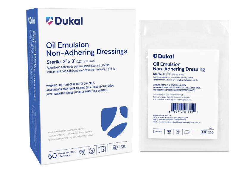 (Each) Dukal Sterile Oil Emulsion Non-Adhering Dressing, 3" x 3"