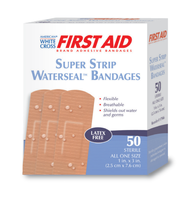 (Each) Dukal Waterseal Waterproof Adhesive Bandage, Tan, 1" x 3", Bulk Zigzag