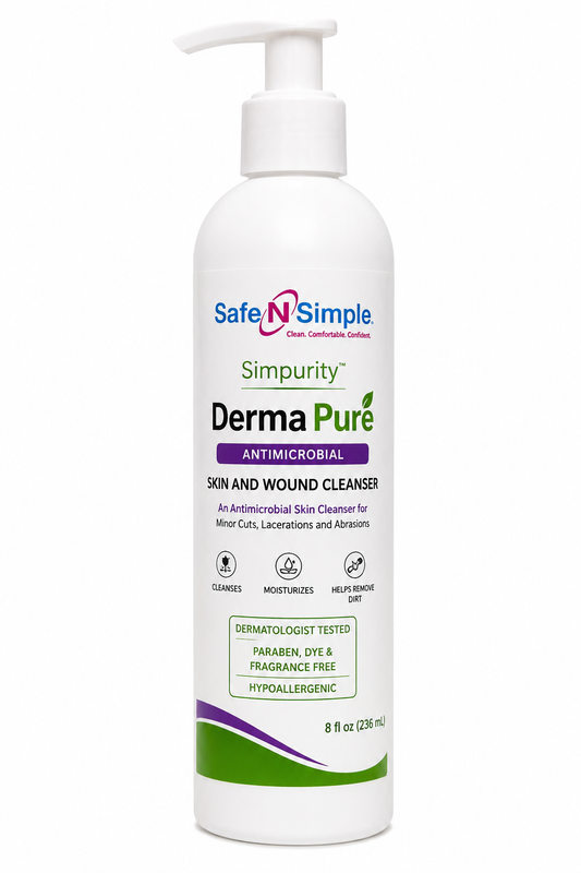 (Bottle) Safe N Simple DermaPure Antimicrobial Skin and Wound Cleanser, 8 oz