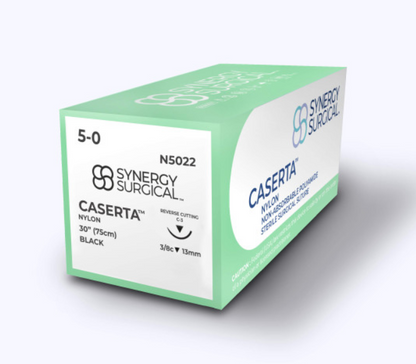 (Box) 5-0 Synergy Surgical Caserta Non-Absorbable Nylon Suture black 12/bx