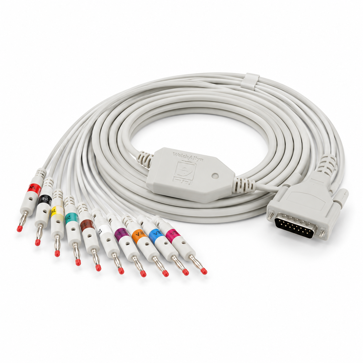 (Each) Welch Allyn 10-Lead AHA Banana ECG Cable for CP50/CP150, 1.5M, 1/EA