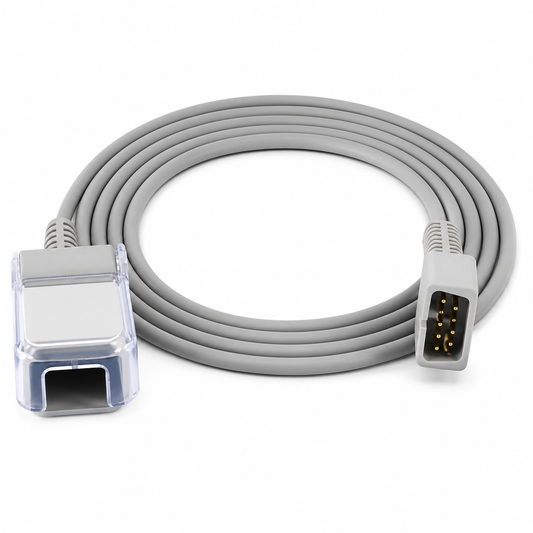 (Each) Dynarex SpO₂ Extension Cable, Series A 12 Pin to 9 Pin, Grey, 1/EA