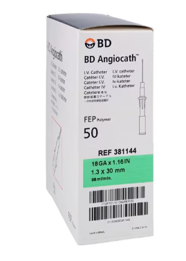 (Case) BD Angiocath IV Catheter, 18G x 1.16", Green, 50/BX, 4 BX/CA
