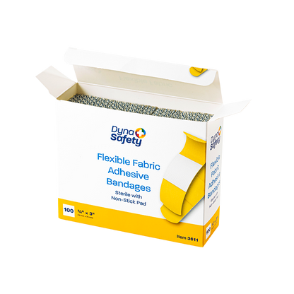 (Box) Adhesive Fabric Bandages Four Wing - Sterile 3" x 3" 24/50/cs