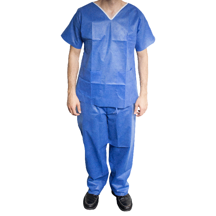 Dynarex 1958 light blue disposable V-neck scrub shirt