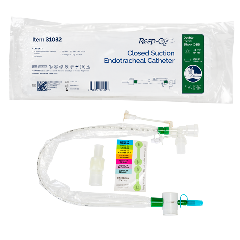 Closed-Suction Endotracheal Catheters – 10/Bx, 2 Bx/Cs – Dynarex SKU 31032