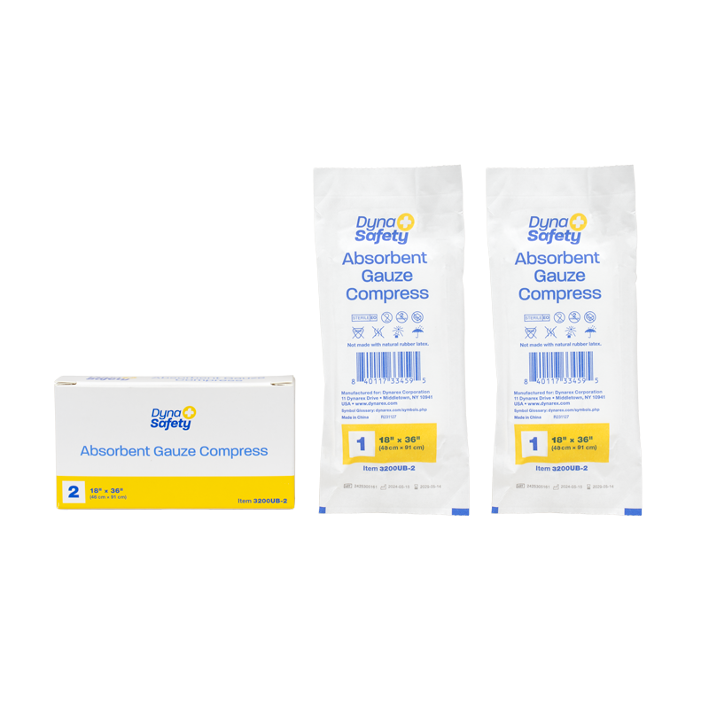 Absorbent Gauze Compress, 18" × 36" – 2/Pack, 50 Packs/Cs – Dynarex SKU 3200UB-2