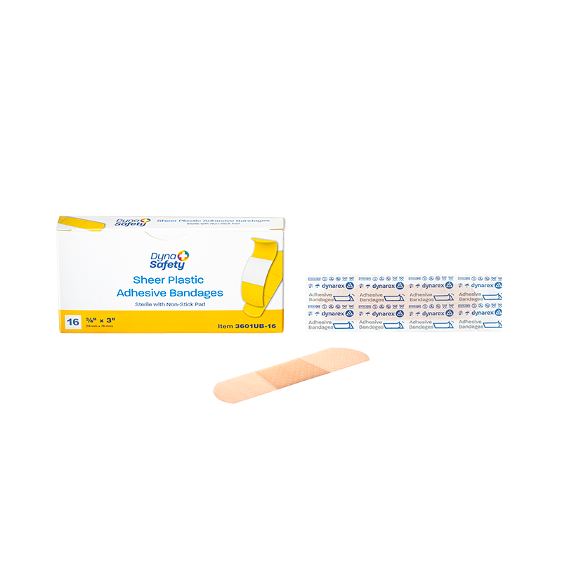 Sterile Sheer Plastic Adhesive Bandages – Multiple Sizes & Case Packs – Dynarex SKU 3601UB-16