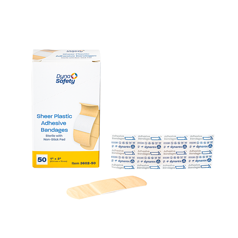 Sterile Sheer Plastic Adhesive Bandages – Multiple Sizes & Case Packs – Dynarex SKU 3602-50