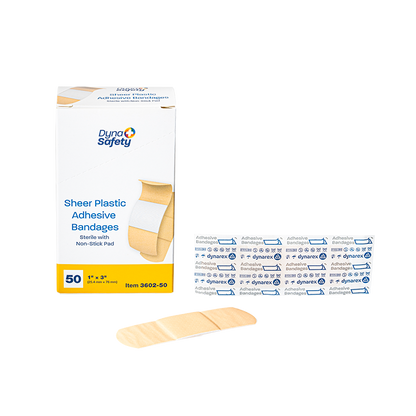 Sterile Sheer Plastic Adhesive Bandages – Multiple Sizes & Case Packs – Dynarex SKU 3602-50