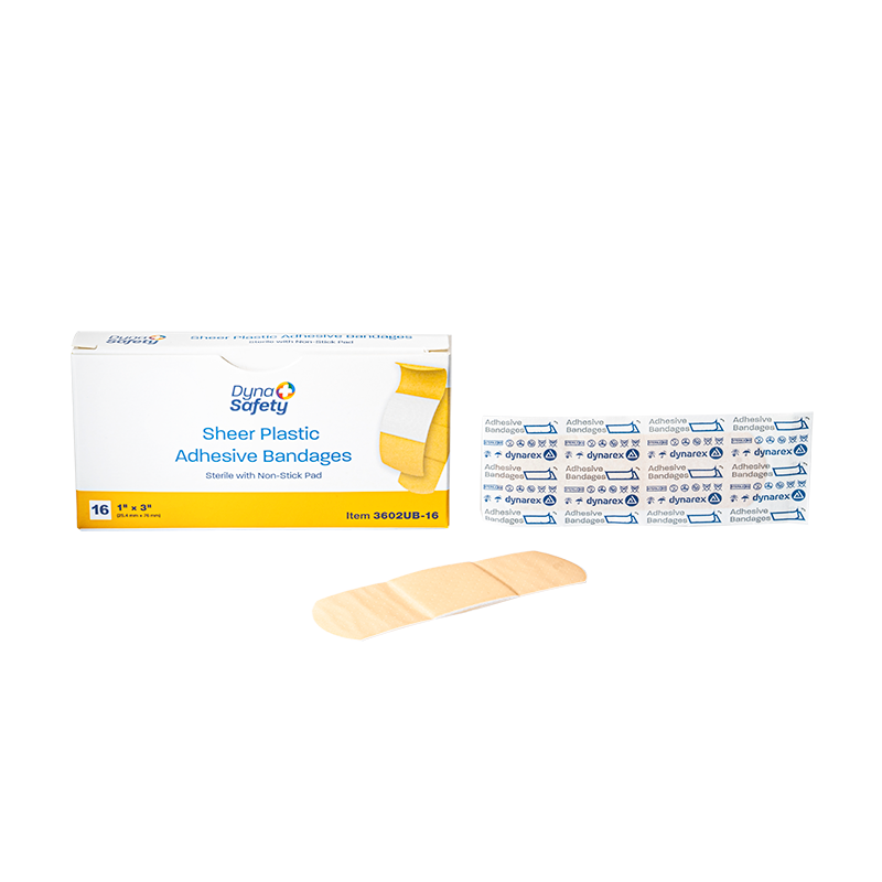 Sterile Sheer Plastic Adhesive Bandages – Multiple Sizes & Case Packs – Dynarex SKU 3602UB-16