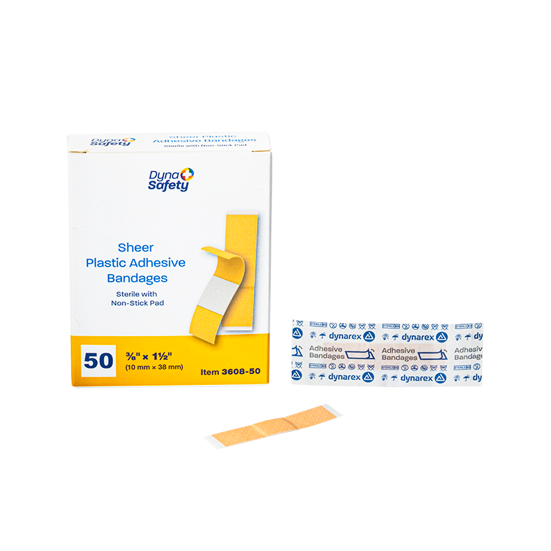 Sterile Sheer Plastic Adhesive Bandages – Multiple Sizes & Case Packs – Dynarex SKU 3608-50