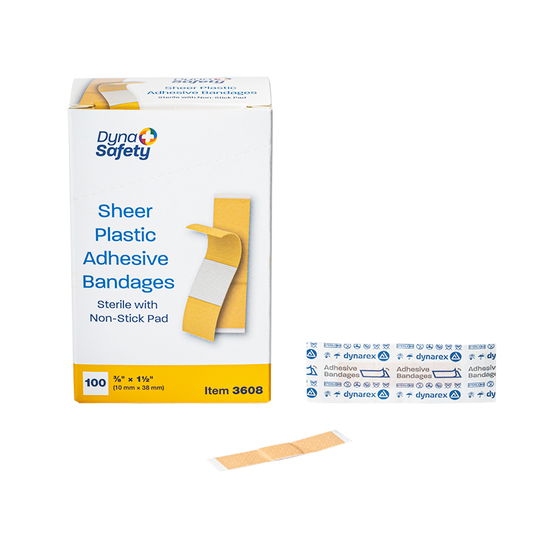 Sterile Sheer Plastic Adhesive Bandages – Multiple Sizes & Case Packs – Dynarex SKU 3608