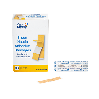 Sterile Sheer Plastic Adhesive Bandages – Multiple Sizes & Case Packs – Dynarex SKU 3608